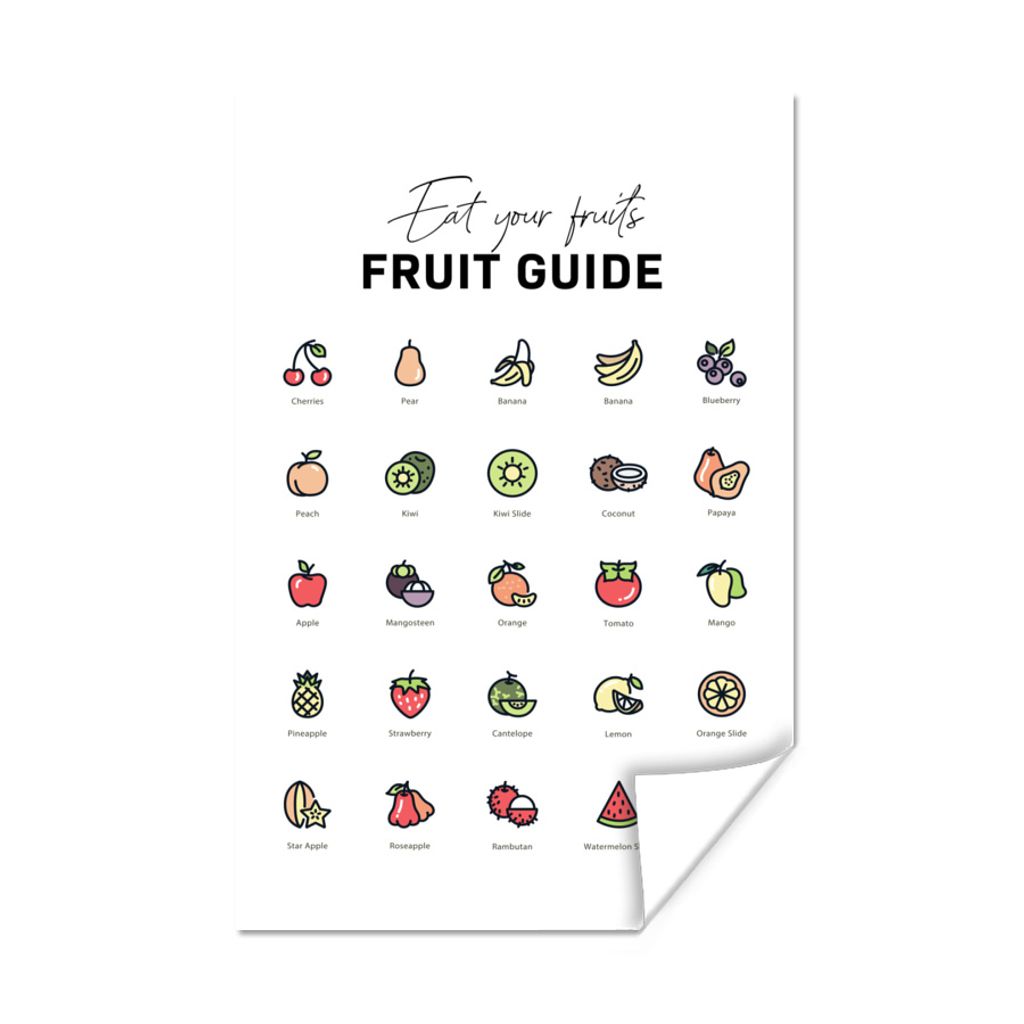 MuchoWow Poster Küche - Lebensmittel - Obst 60x90 cm - Wanddekoration