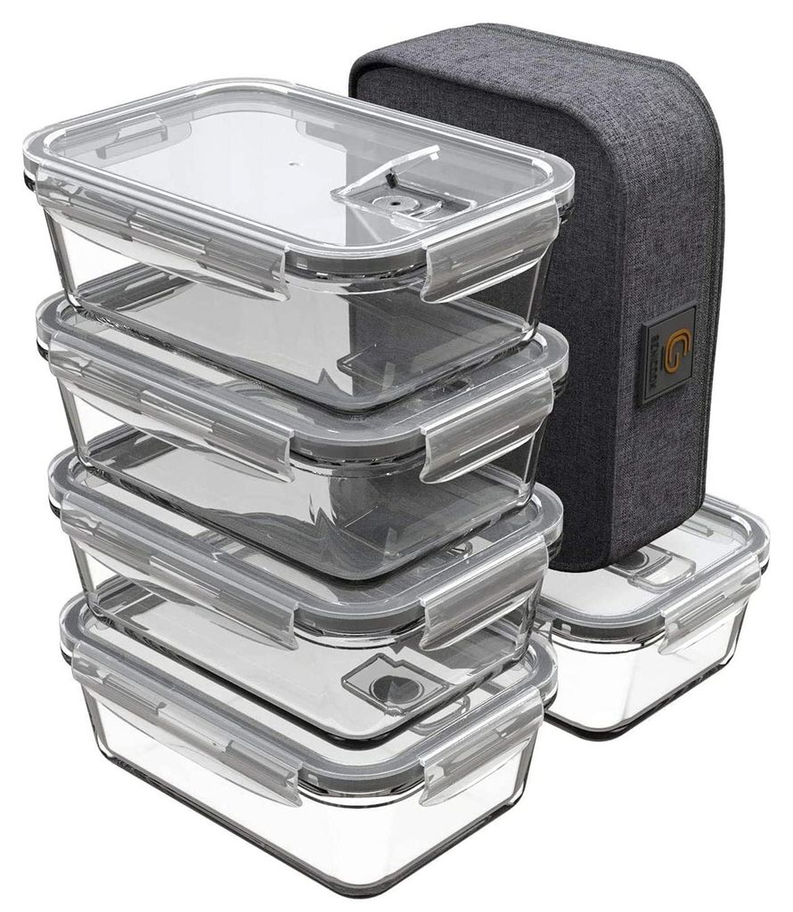 Lunchbox Bento-Sandwichbox mit Lunchfach/Lunchbehälter, Glas-Lebensmittelbehälter, ideal für die Zubereitung von Mahlzeiten - BPA-frei für den ...