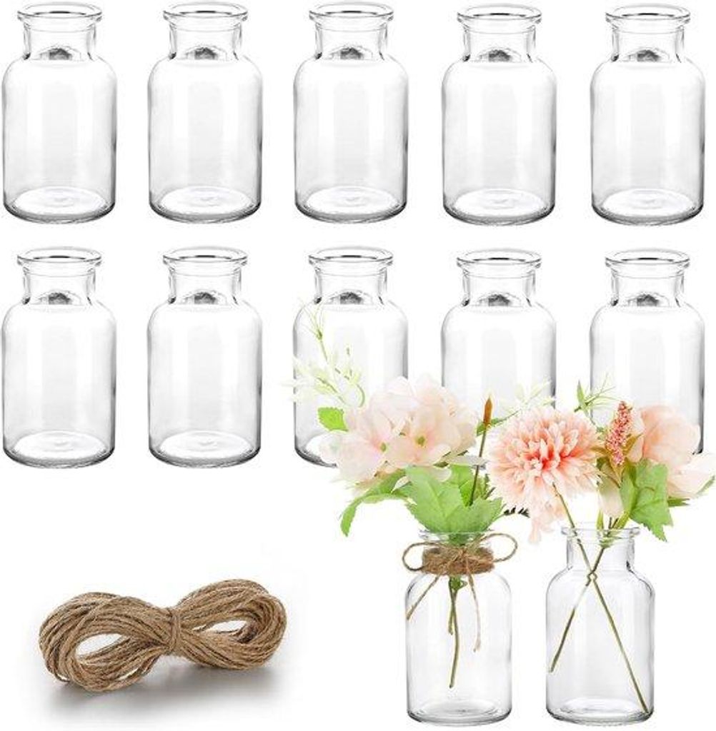 Famanu Mini-Glasvasen 12 Stück – Dekorative Vasen für Produktbild 