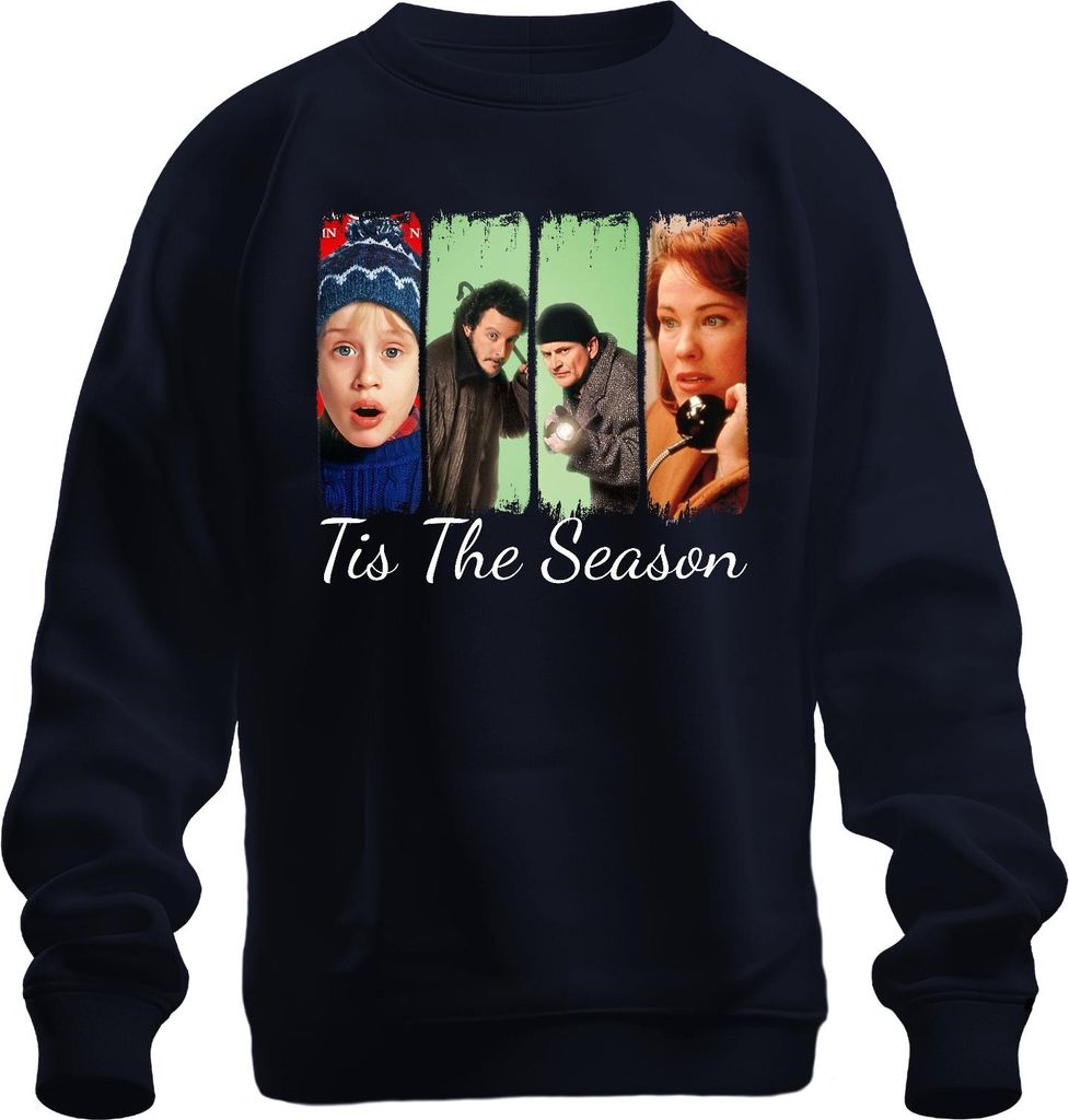 Tis The Season Home Alone Kevin Wet Bandits Weihnachten Geschenk Uni Sweatshirt Pullover, Navy, XXL