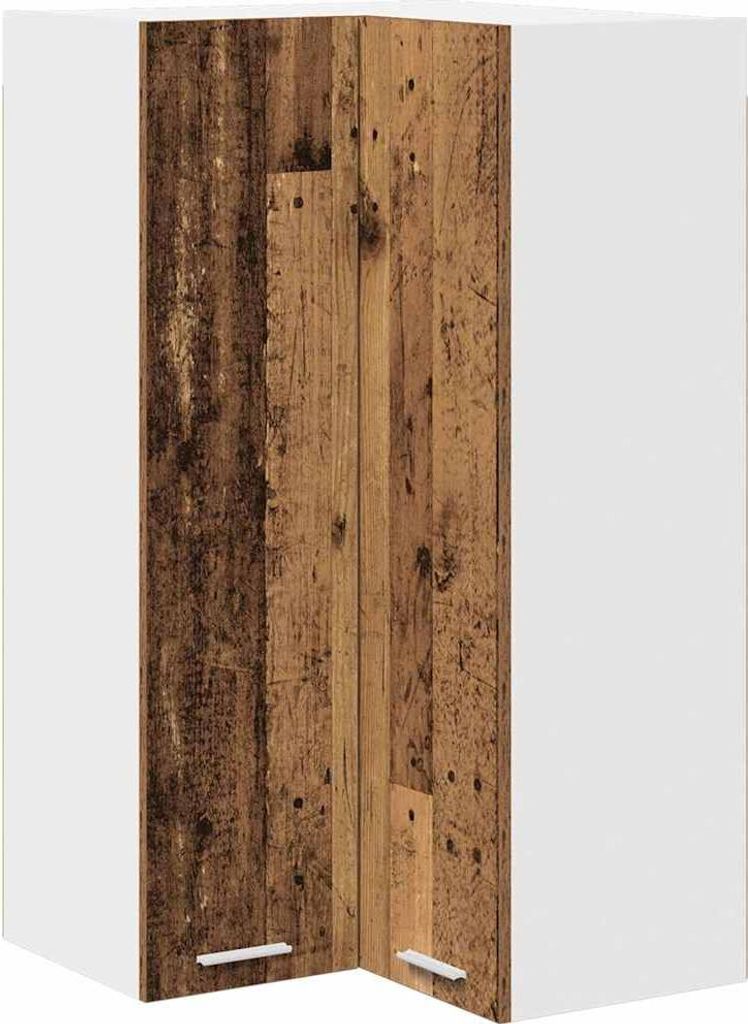 vidaXL Hängeschrank mit Tür Riga Altes Holz und Weiß 57 x 57 x 100 cm