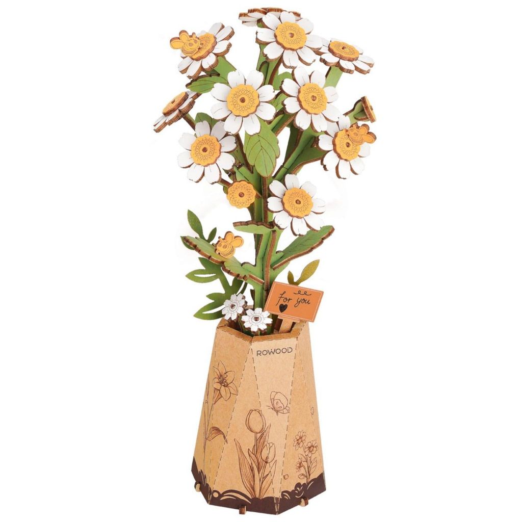 3D Holzblumen Puzzle Kamille – DIY Bausatz Erwachsene – Holzblume Deko