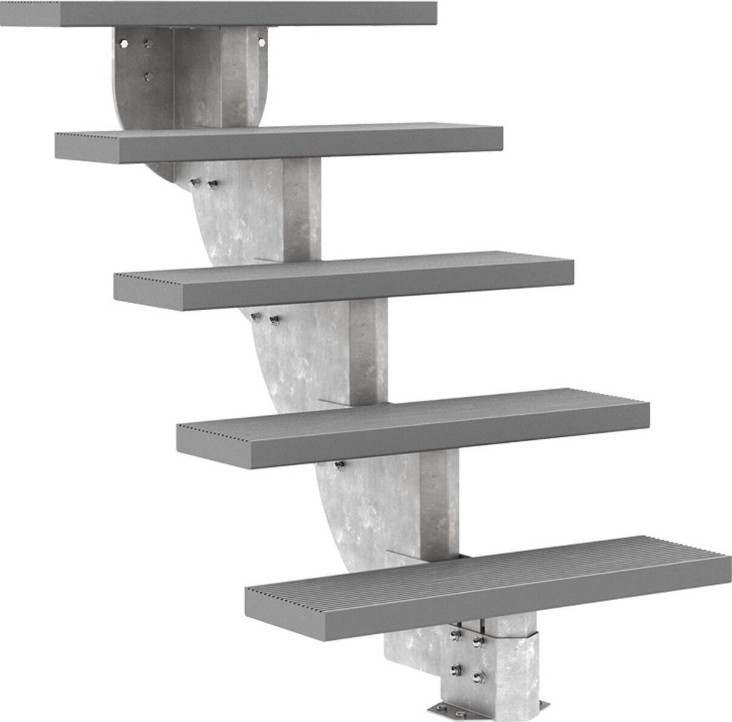 Dolle Außentreppe Gardenstep 80cm breit 5 Stufen Trimax grau 92,5-112,5cm Steigungshöhe ohne Geländer