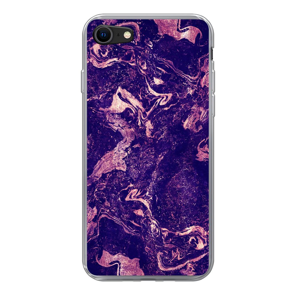 MuchoWow Handyhülle Schutzhülle Hülle für iPhone 7 Marmor - Naturstein - Mineralien Silikon Softcase Handy Hülle - Kartenhalter