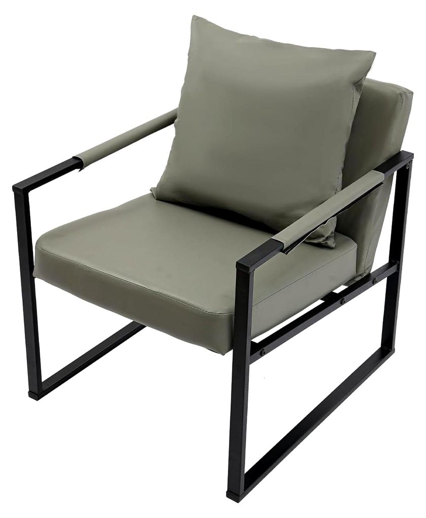 Gepolsterter Sessel mit Armlehnen, 59x65x80cm, Tragfähigkeit 130KG, Metallrahmen, Relaxsessel mit Rückenlehne, Moderner Sessel für Wohnzimmer, B...