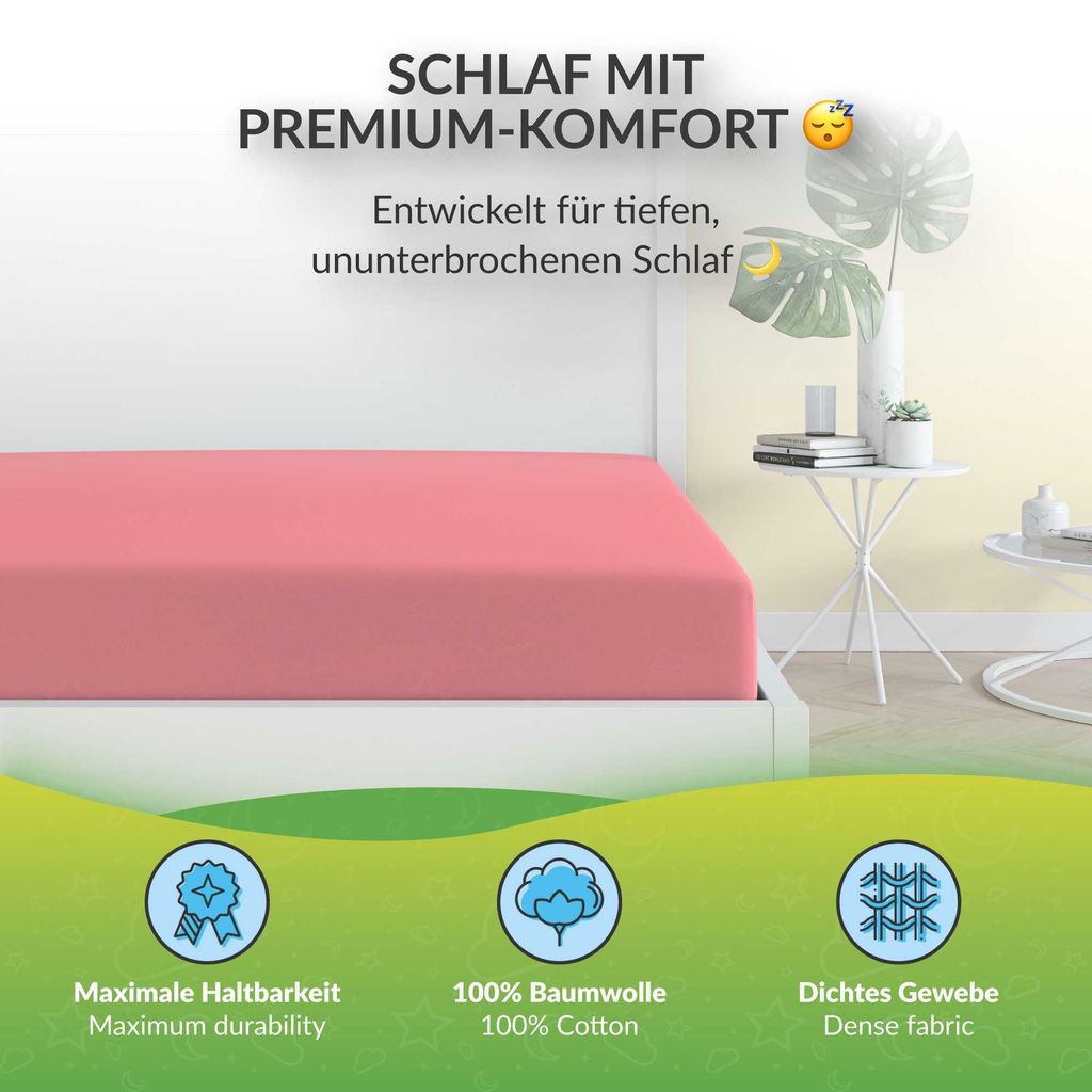 Jersey Spannbettlaken 120x200cm - 100% BAUMWOLLE - Produktbild 2