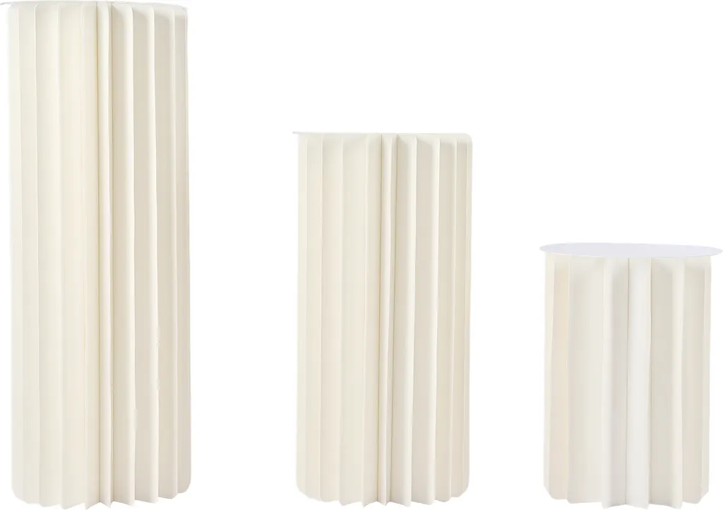 Lot de 3 Vases Colonnes de Mariage en Carton Blanc pour Centre de Table