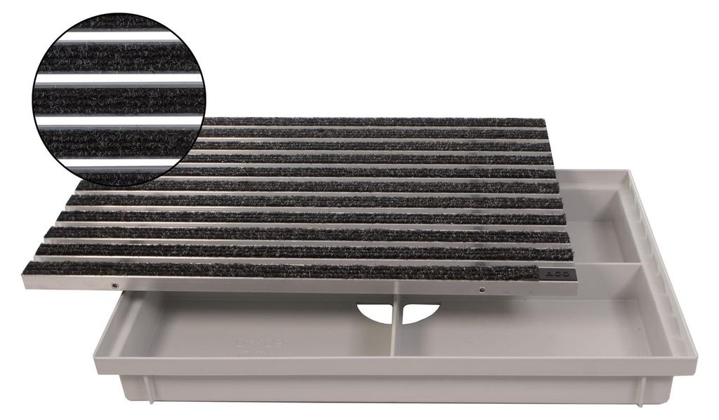 ACO Eingangsmatte Vario + Bodenwanne 75mm Kunststoff, Rips Produktbild 