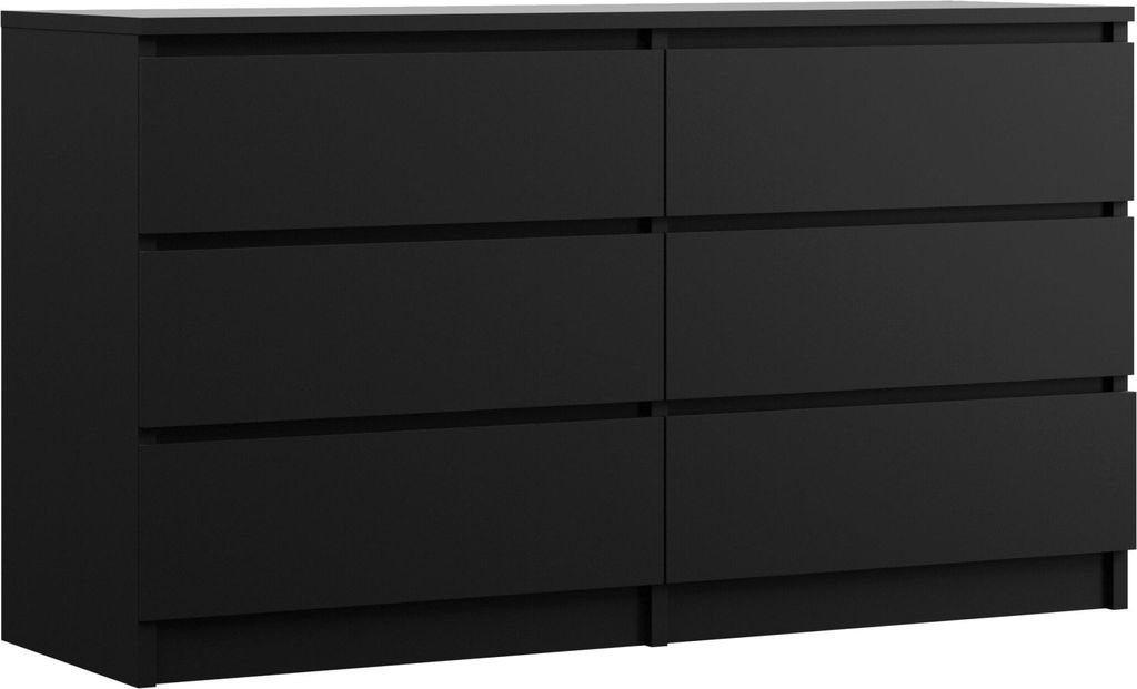 Cassettiera 6 cassetti, nero opaco, 138 x 78 x 39 cm Immagine del prodotto 