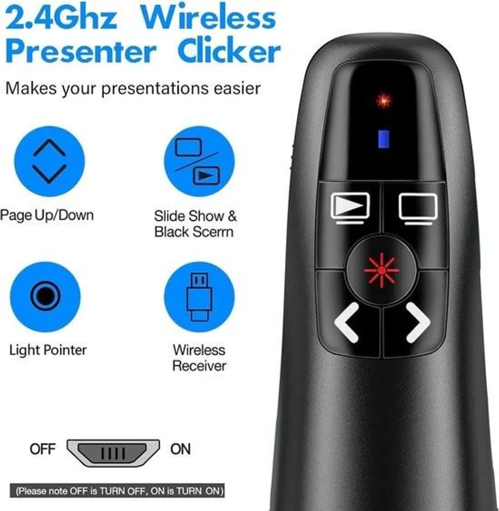 Télécommande PPT pour Mac et ordinateur portable avec connecteur mixte