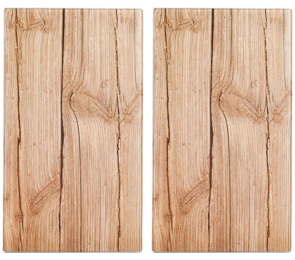 Zeller Herdabdeck-/Schneideplatten "Wood", 2-er Set, Glas - Produktbild 
