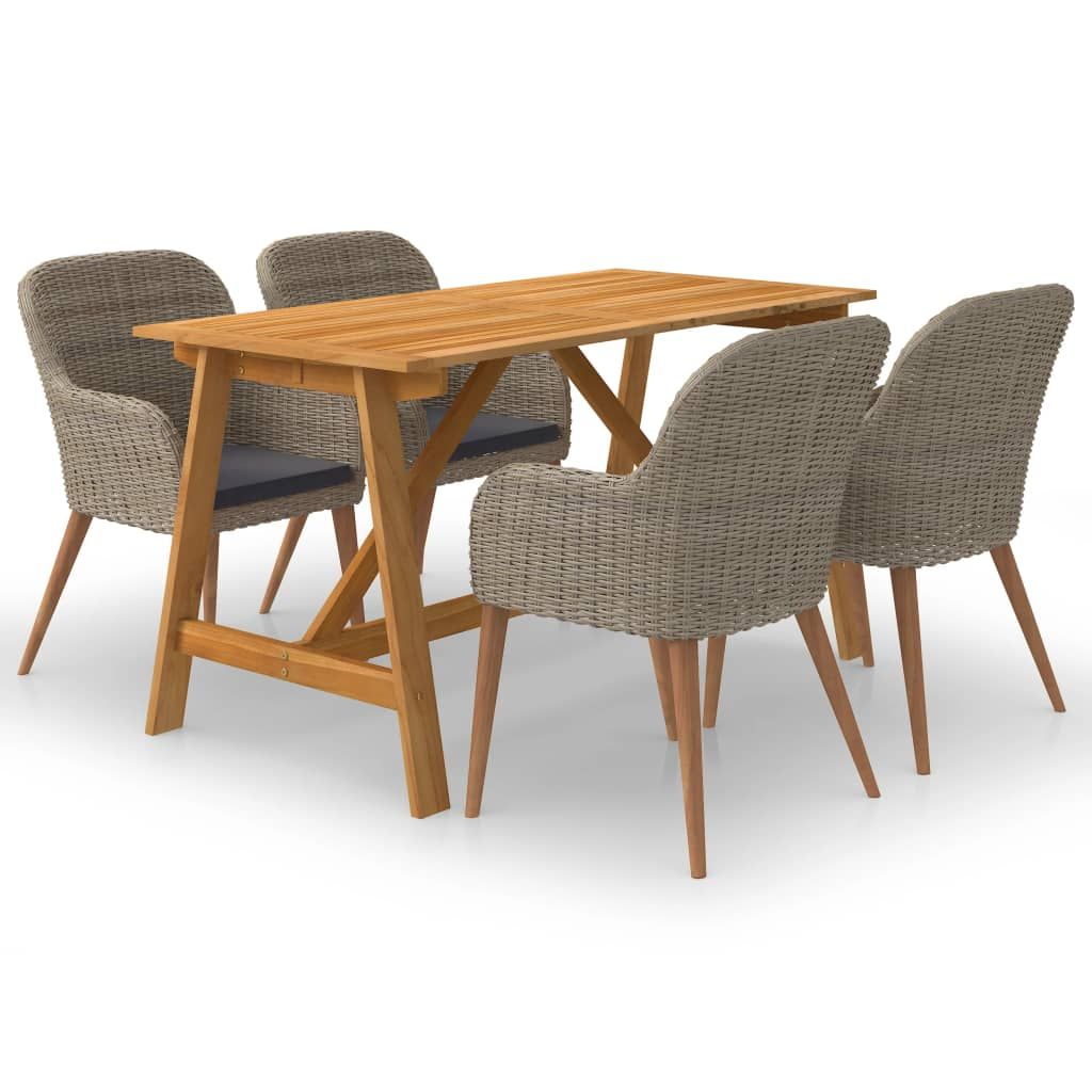 Cloris Designermöbel 5-tlg. Garten-Essgruppe Braun 2024 Neu