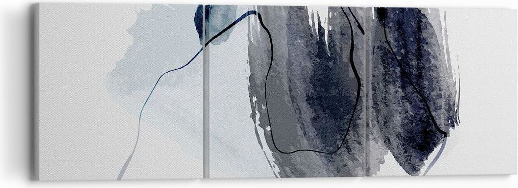 Bild auf Leinwand - Leinwandbild - 3 Teile - Blau Grau Aquarell - 90x30cm - Wand Bild - Wanddeko - Wandbilder - Leinwanddruck - Bilder - Wanddekora...