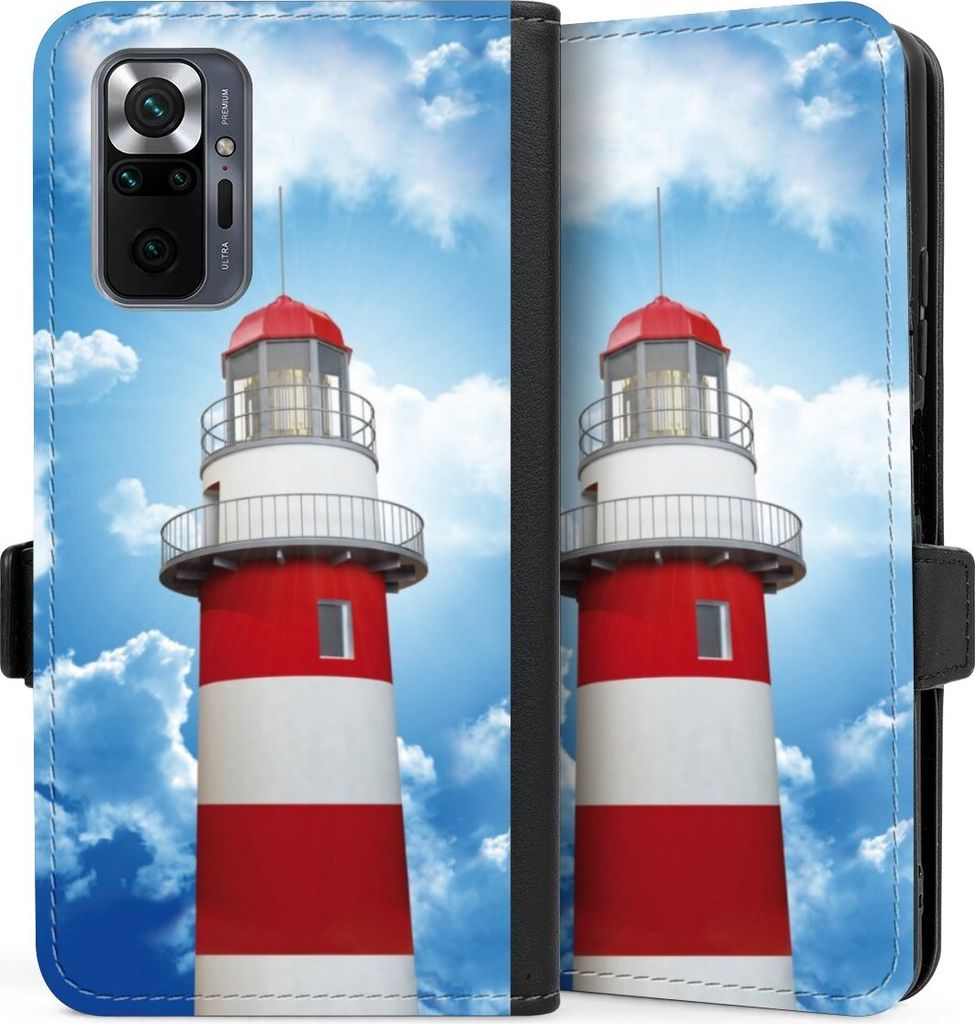DeinDesign Klapphülle für Xiaomi Redmi Note 10 Pro Handytasche Lederhülle Tasche Himmel Leuchtturm Wolke