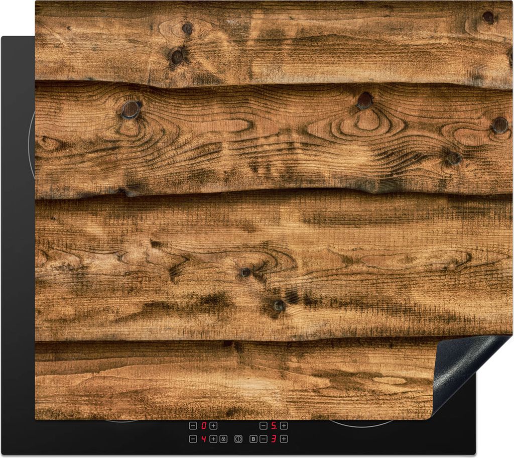 KitchenYeah Herdabdeckplatte Regale - Rustikal - Holz , 57x51cm, Küche Deko, Glaskeramikfeld Herdabdeckung, Abdeckplatte fùr Kochfeld