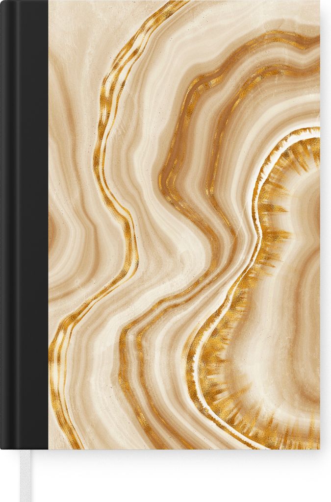MuchoWow Notizbuch Tagebuch Haushaltsbuch Notebook A5 Marmor - Gold - Linie - Notizblock - Notizheft - Notebook - Schreibblock - Papier