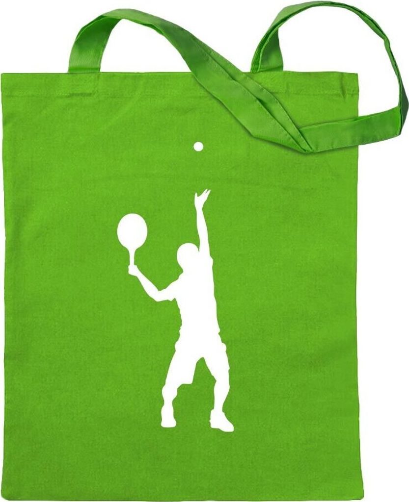 Kiwistar - Baumwolltasche - hellgrün - Tennisspieler Figur - Tragetasche Stoffbeutel Umhängetasche Langer Henkel
