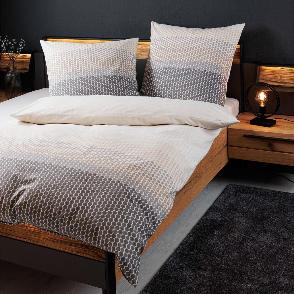 Janine Feinbiber Bettwäsche Davos 65171 grau beige 140x200 cm + 70x90 cm