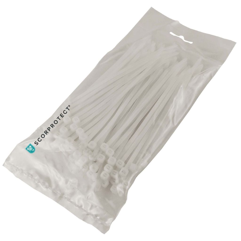 Scorprotect Profi Kabelbinder aus Nylon naturfarben 3,6 mm x 140 mm Beutel mit 100 Stück