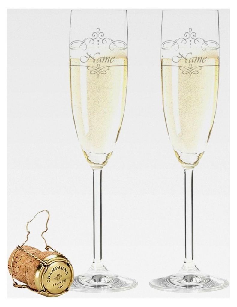 Leonardo Sektgläser mit Gravur - Vintage Weinranke im Set - Personalisierbar mit Name und Datum - Geschenke für Sie und Ihn - Geschenk zur Hochze...
