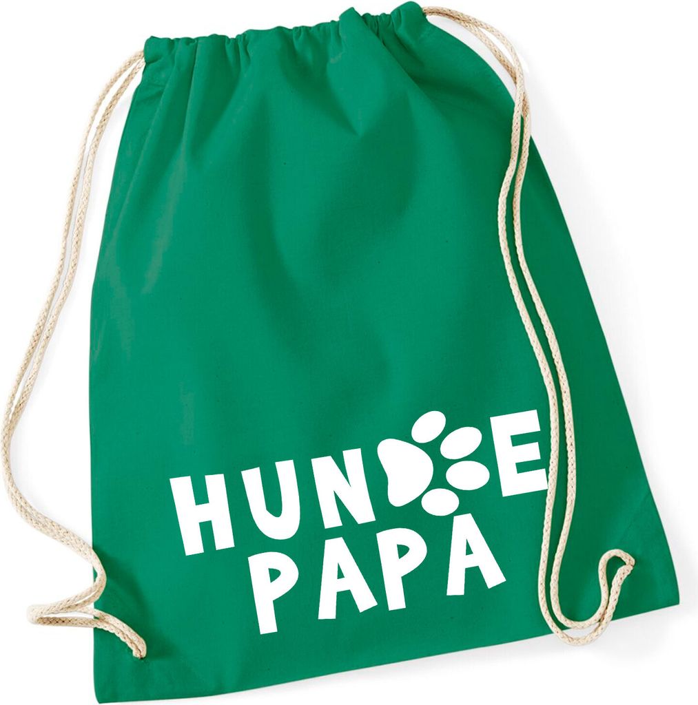 Huuraa Turnbeutel Hundepapa Tapse 12 Liter Kelly Green Baumwolle Rucksack Geschenkidee