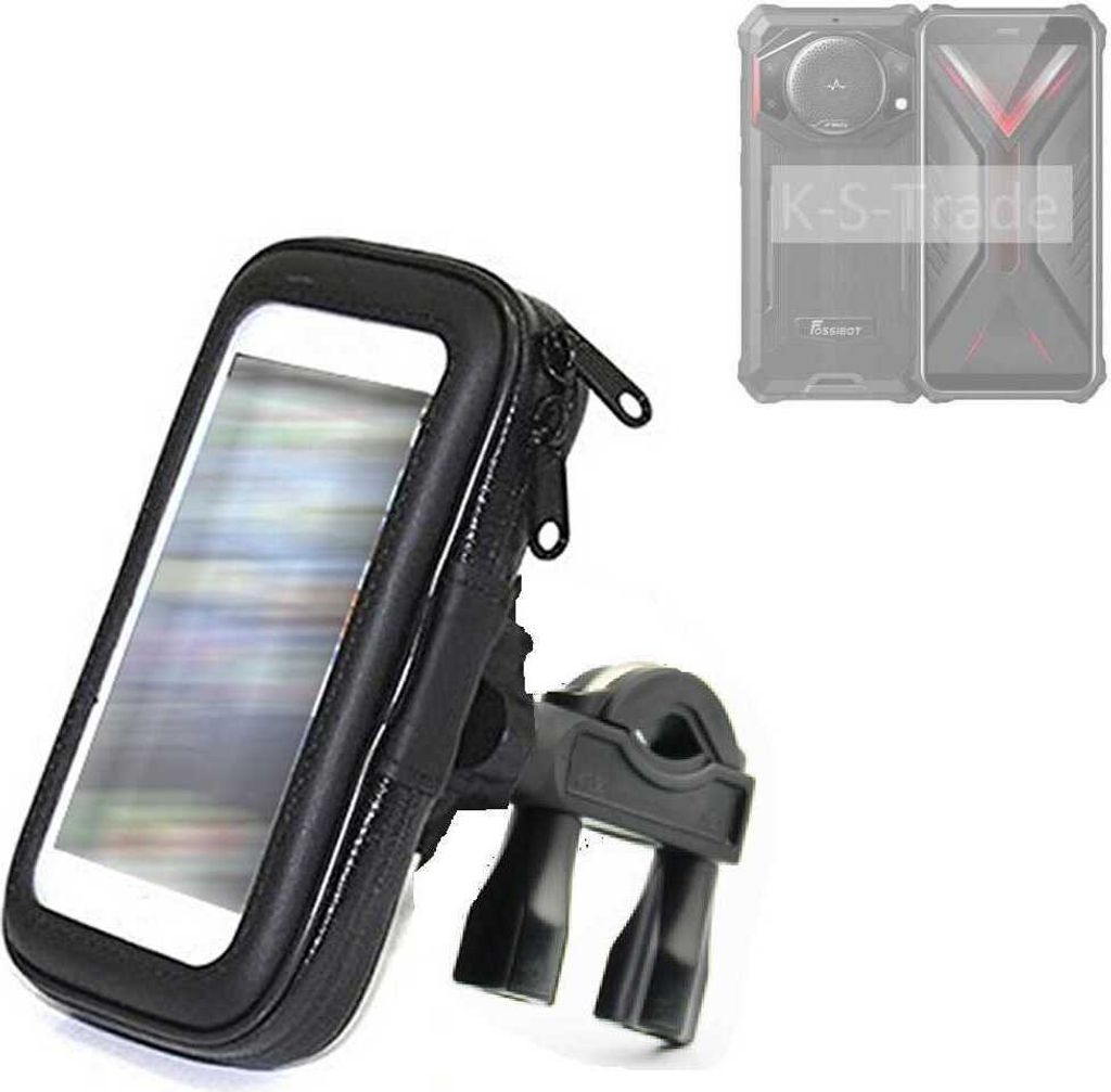 K-S-Trade Fahrrad-Halterung kompatibel mit FOSSiBOT F101 Handy-Halterung Halter Lenkstange Fahrradhalterung Motorrad Bike Mount Wasserabweisend