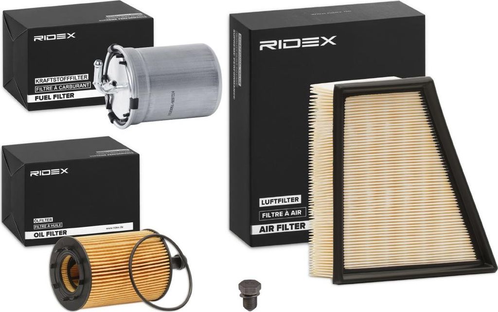 RIDEX Filterset Inspektionspaket Filtersatz für VW Golf V Schrägheck (1K1) POLO (9N) Polo Schrägheck (6R1, 6C1) TIGUAN (5N) Golf VII Variant Touran