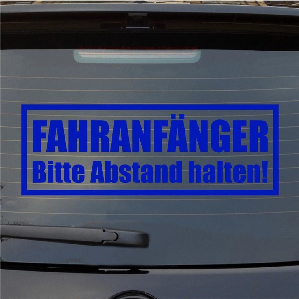Heckscheibenaufkleber Fahranfänger Bitte Abstand halten 55x19 cm Dunkelblau Auto Aufkleber Sticker