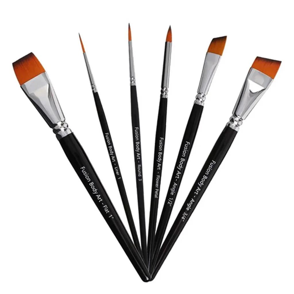 Pinceaux de maquillage Fusion Body Art avec poils synthétiques fins x6