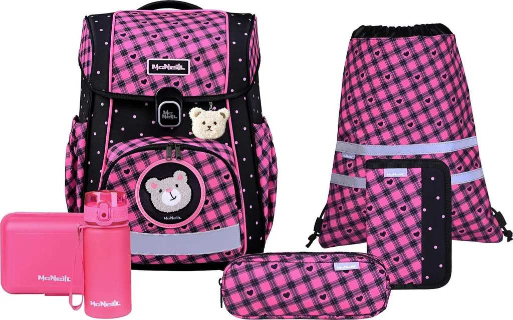 Set sac d'école Bravo McNeill 9 accessoires rose avec dos ergonomique