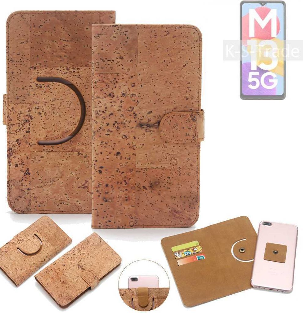 K-S-Trade Handy Hülle Schutz Hülle kompatibel mit Samsung Galaxy M13 5G Handyhülle Schutzhülle Korkhülle Kork-Hülle 1x