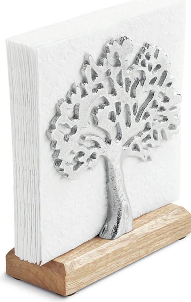 Serviettenhalter Serviettenspender 15x6x18cm Baum silber Napkin holder Tree