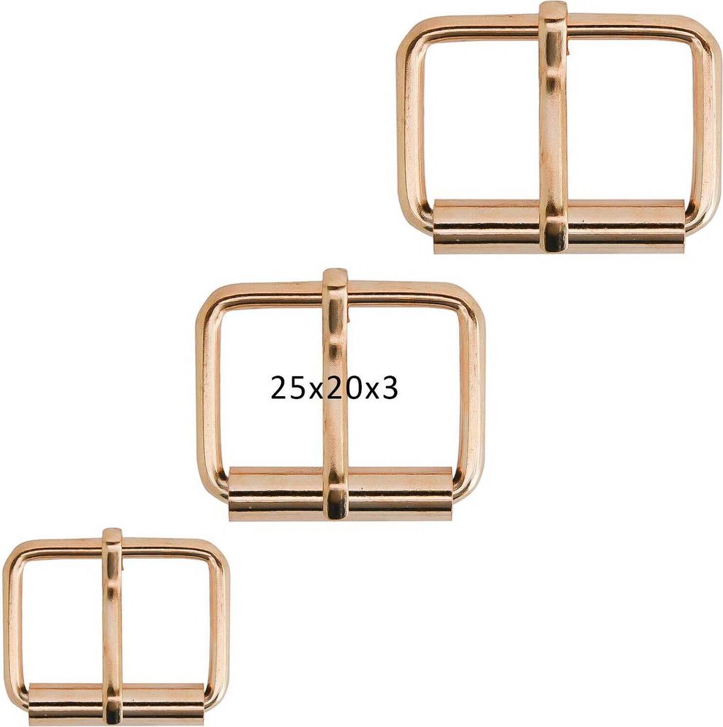 10 Roll-Schnallen mit 1 Dorn Sattlerschnallen Gurtschnallen Größen- Farbwahl, Farbe:rotgold, Größe:25 x 20 x 3 mm