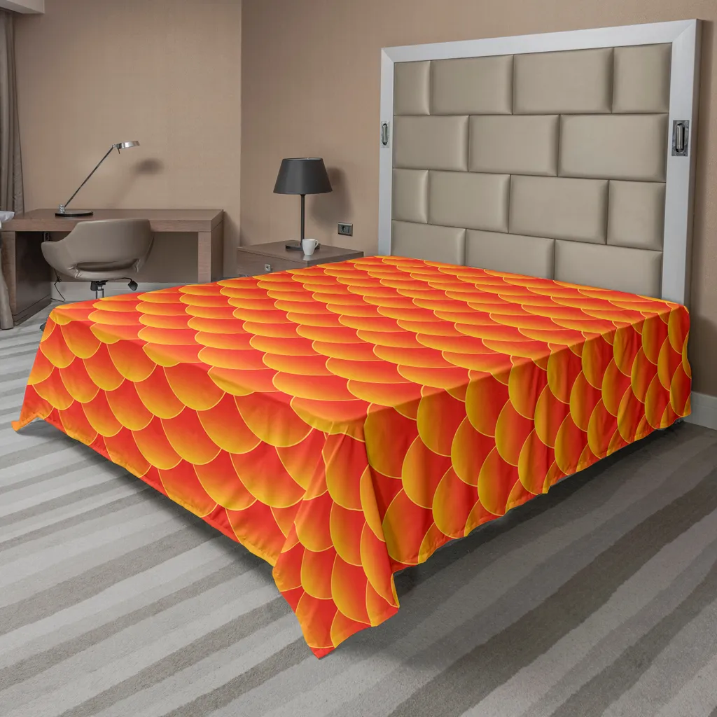 Drap de lit doux et confortable orange à motif écailles, grand format