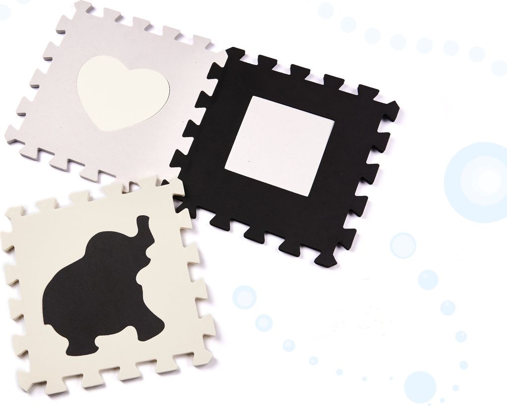 KIK Kontrastné penové puzzle 30 x 30 cm, 36 ks čierno, Obrázok produktu 11