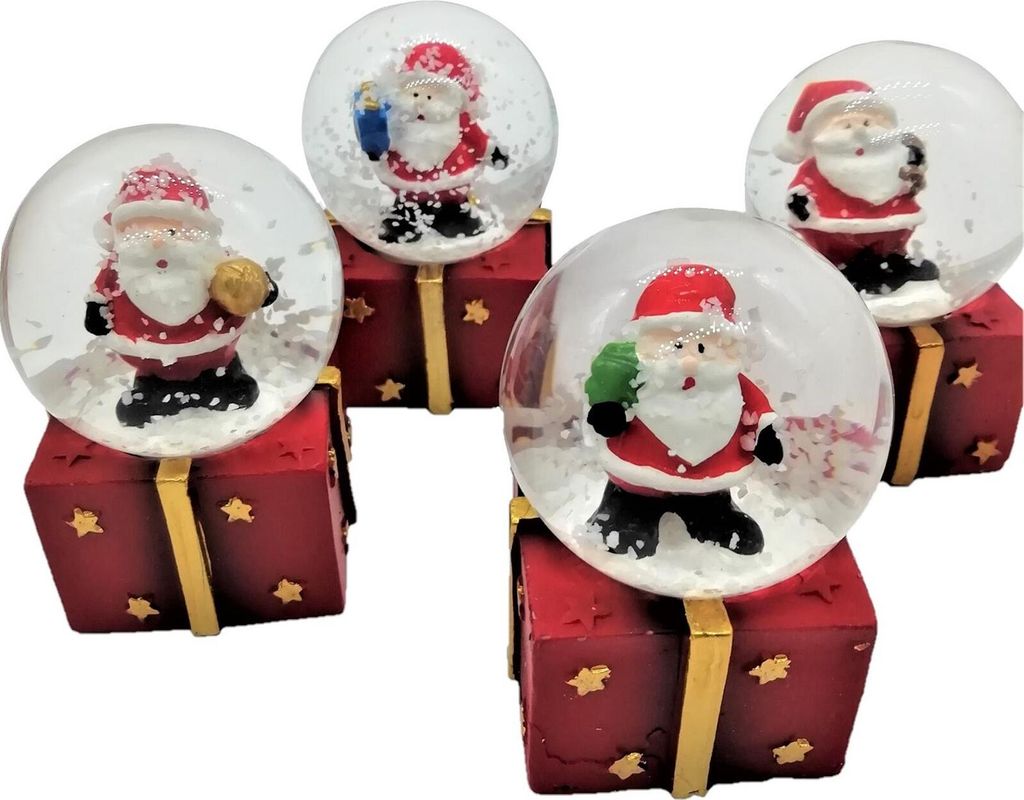 4er-Set Schneekugeln Mit Schneemann-Motiv - Winterliche Weihnachtsdekoration Für Fensterbank & Regal