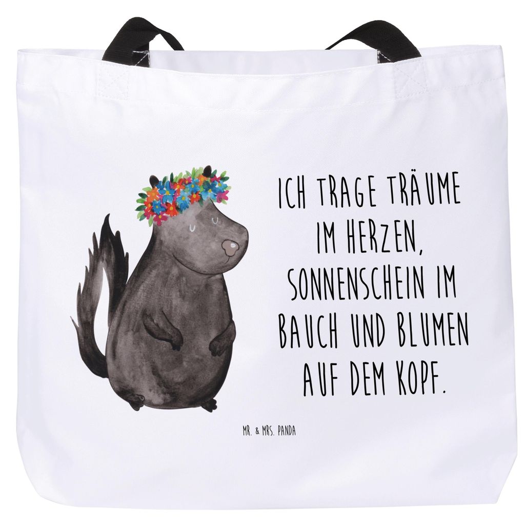 Mr. & Mrs. Panda Strandtasche Stinktier Mädchen - Weiß - Geschenk, Namaste, Tasche, Wildtier, Reisetasche, Yoga, Skunk, Raubtier, Unitasche, Tote...