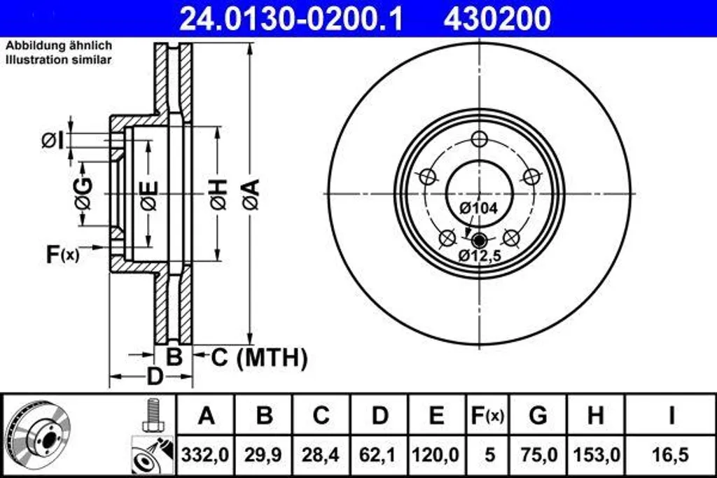 Disque de frein ATE 24.0130-0200.1 pour BMW X5 X6 E70 E71 OE 34116771985