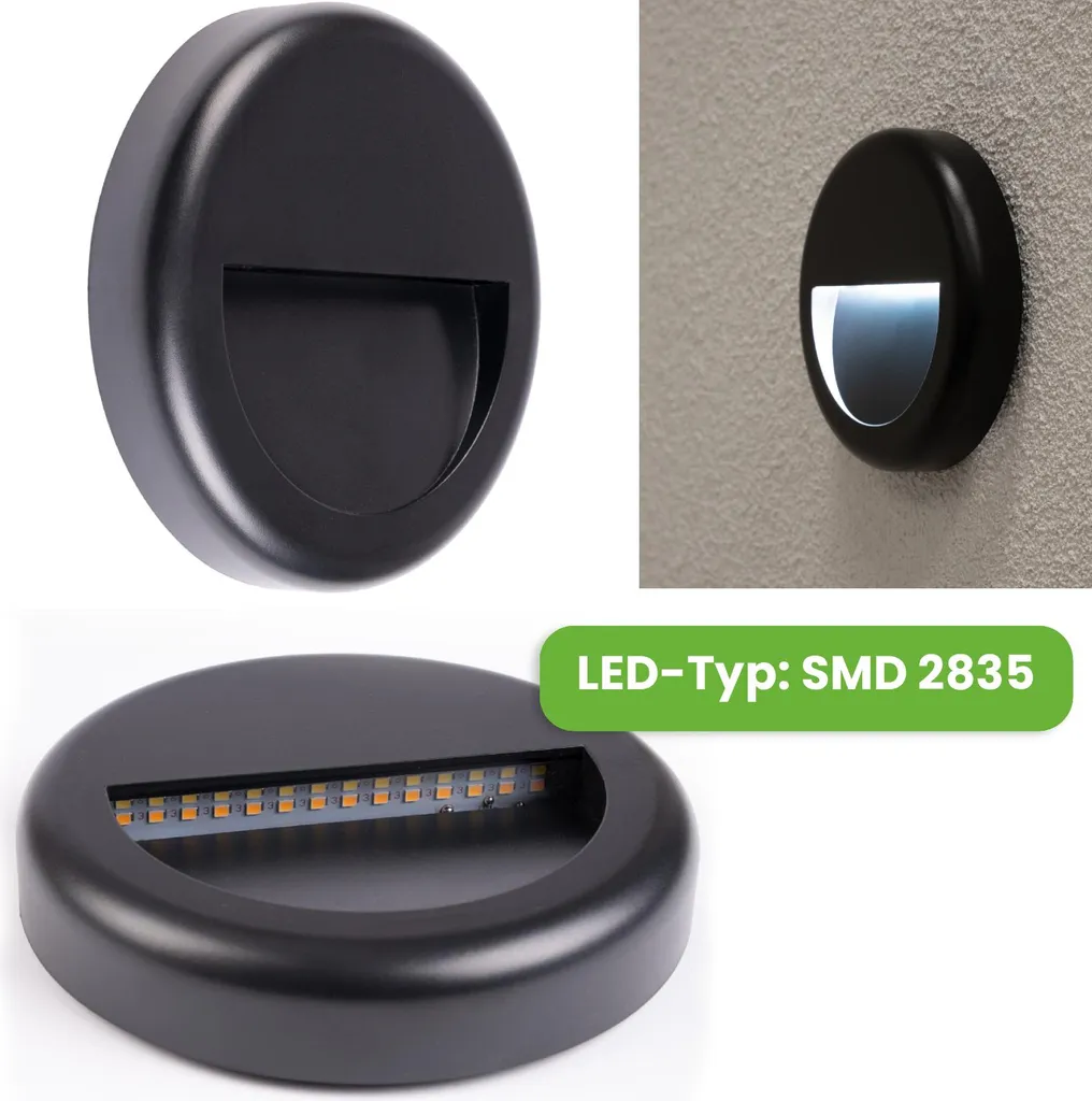 Luminaire Mural LED Extérieur Étanche IP65 Rond Noir CCT Variable 440lm - 5