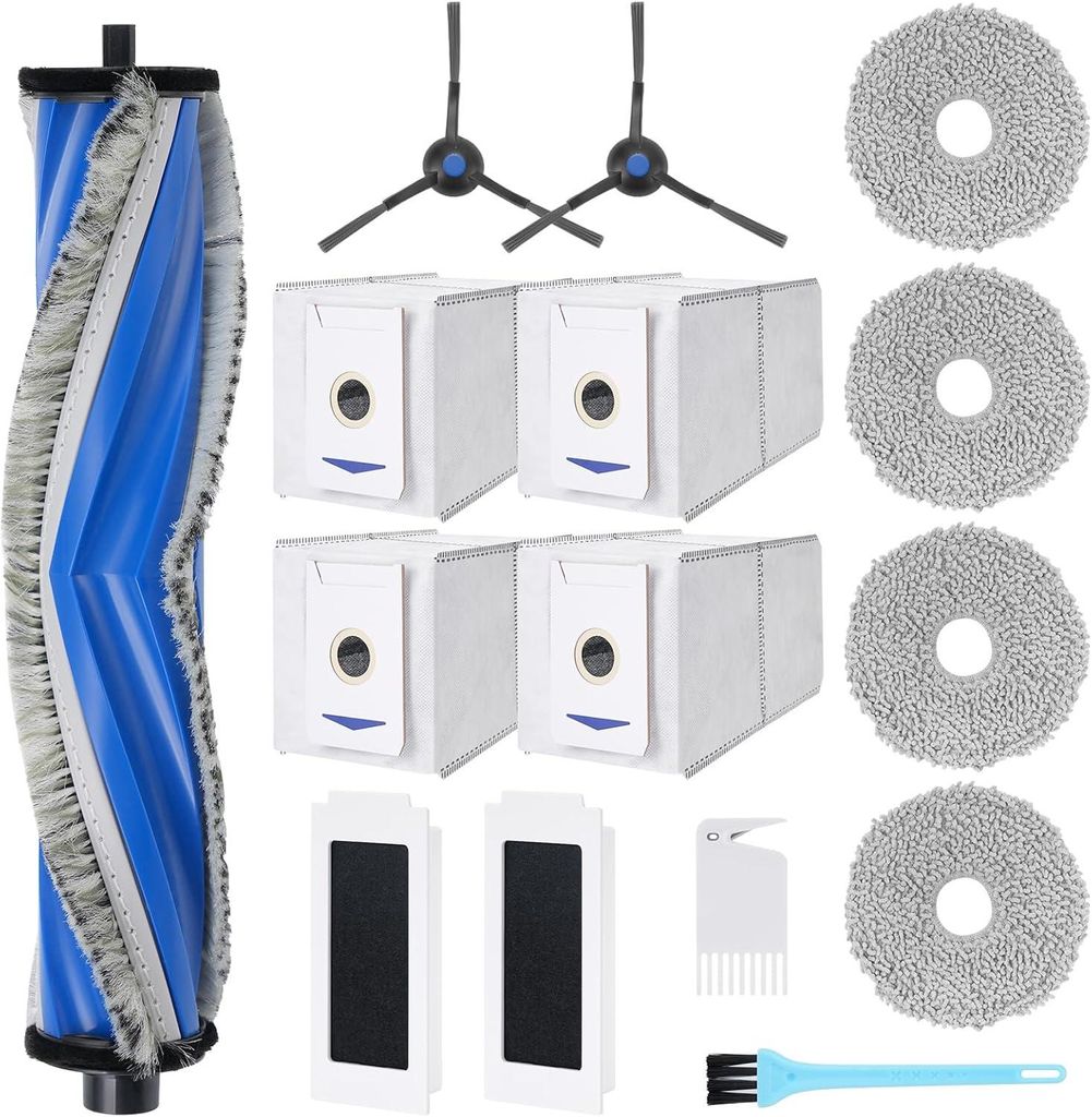 Zubehör für Ecovacs Deebot T30 Omni, Ersatzteile für T30 Pro Omni Staubsauger, Zubehörset 1 Hauptbürste, 2 Hepa Filter, 4 Staubbeutel, 4 Wisch...