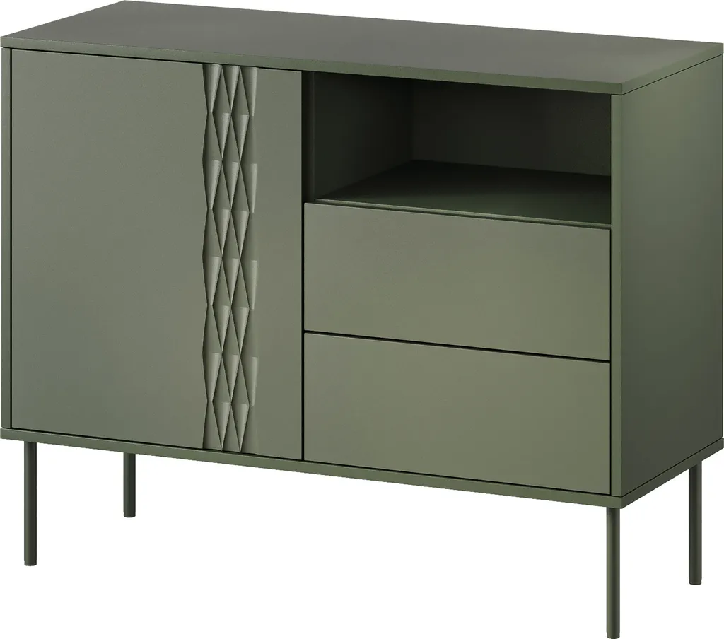 Commode combinée étroite HARTSELE verte - Meuble de rangement compact