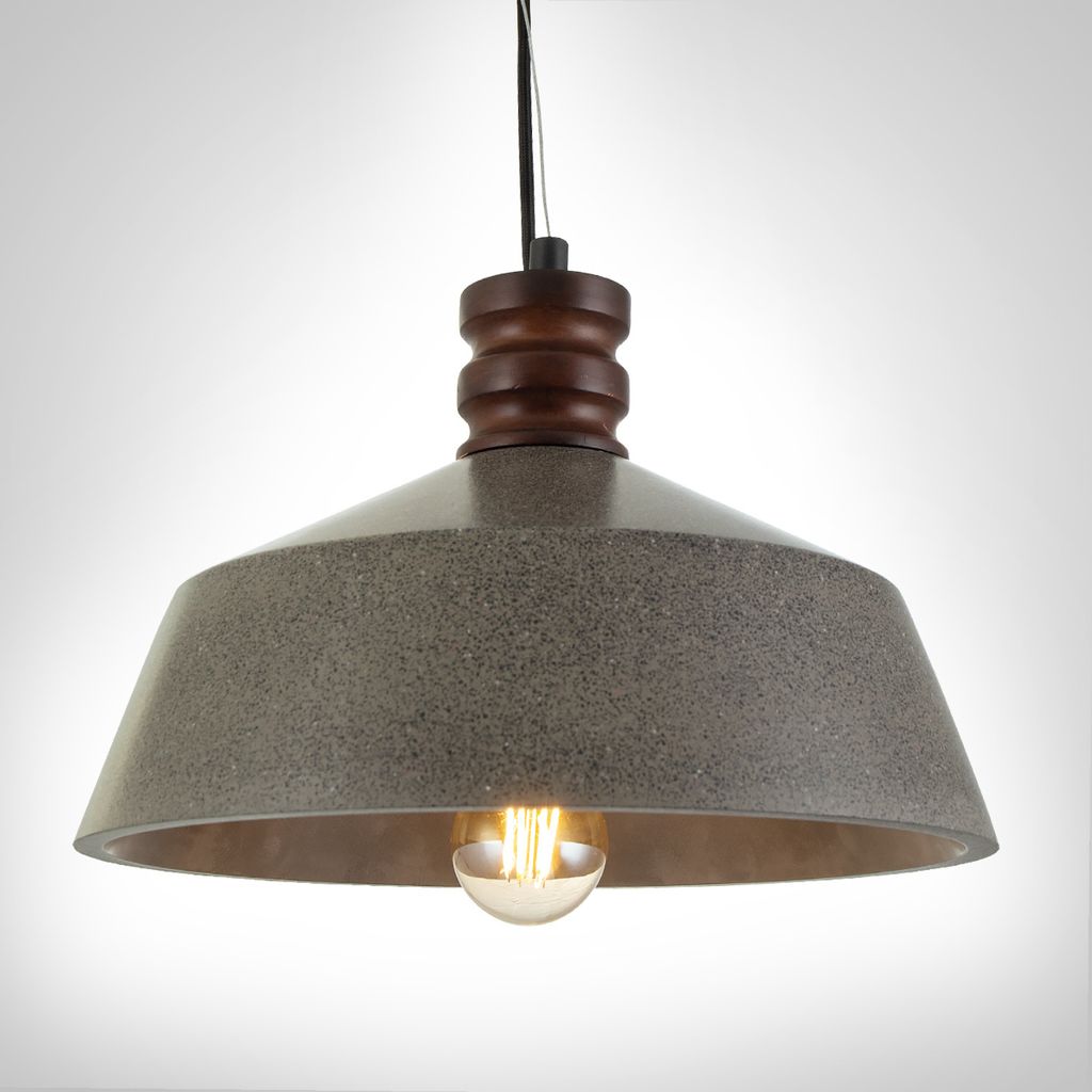 Pendelleuchte, E27, Lampe Für Wohnzimmer Esszimmer Küche, Höhenverstellbar Farbe Beton-Sandstein-Schwarz