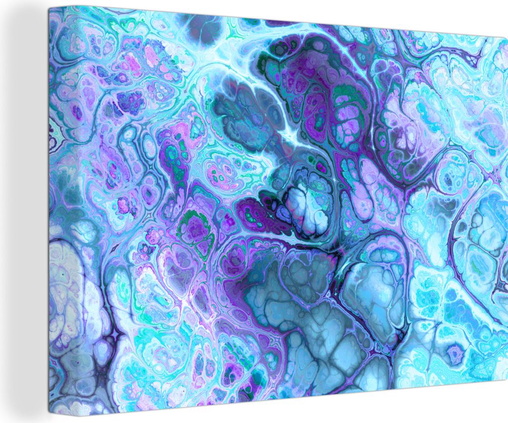 OneMillionCanvasses - Leinwandbilder - 140x90 cm, Kunst - Golf - Blau - Psychedelisch, Wandbilder Kunstdruck Wanddekoration - Foto auf Leinwand -...