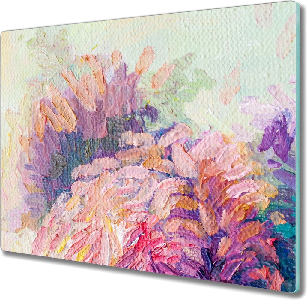 Coloray Küchenbrett Kochplattenabdeckung Hackbrett Schneidebrett Herdabdeckplatte 60x52 cm - Malerei Blumen