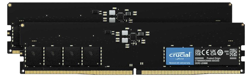 Crucial DDR5-4800 Kit       32GB 2x16GB UDIMM CL40 (16Gbit) Produktbild 