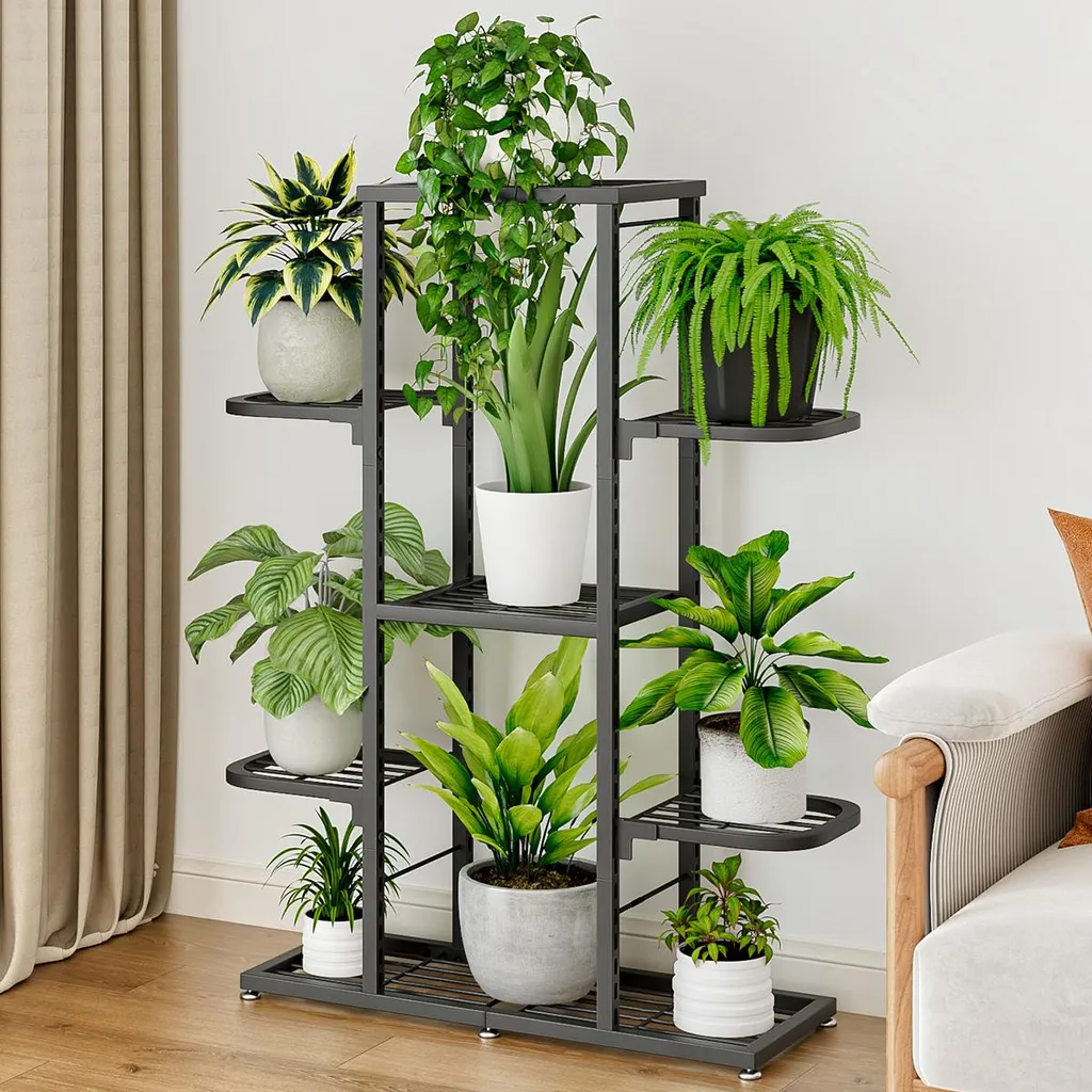 Étagère à fleurs d'angle 5 tablettes support de plantes intérieur noir - 3