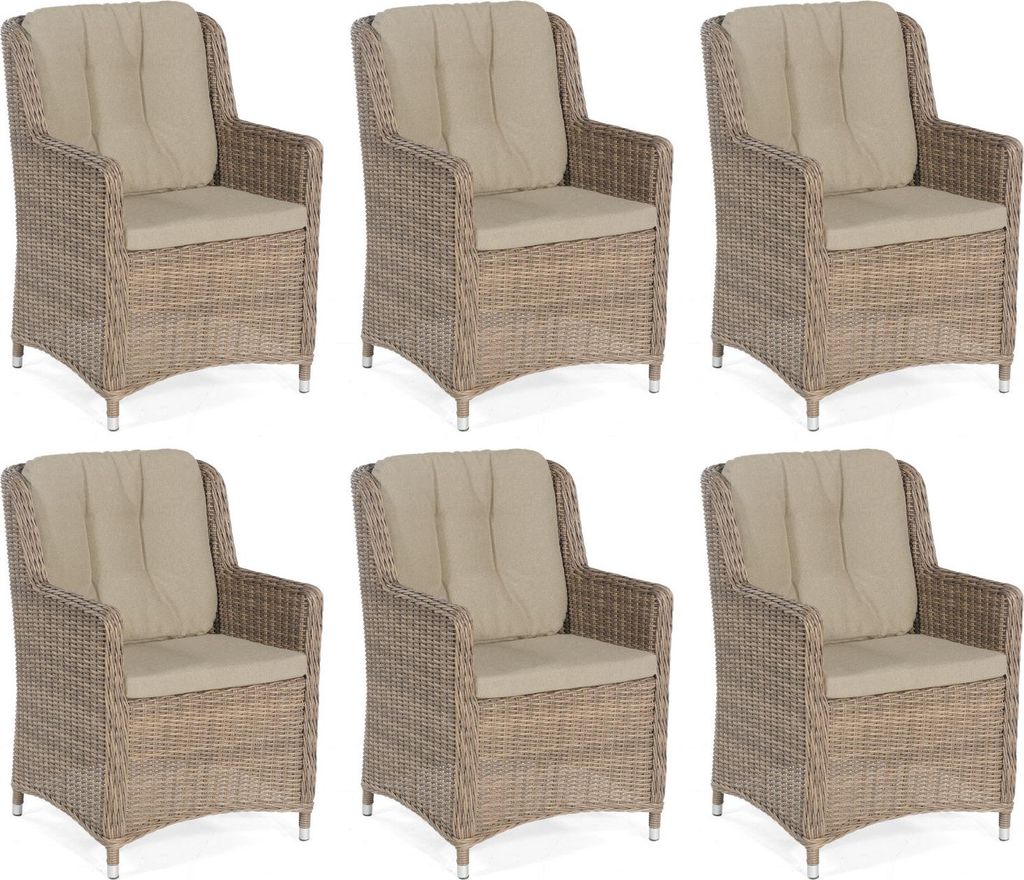 Sonnenpartner 6er-Set Garten-Sessel Avatar Aluminium mit Polyrattan rustic-stream Gartenstuhl Hochlehner