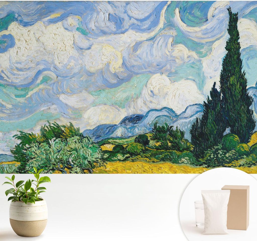 Fototapete - 104x70 cm - Tapete - Wandtapete - Wandbilder - Dekofolie - Tapete Folie - Wand - Dekoration - Wohnzimmer - Ausdrucksstarke Wolken