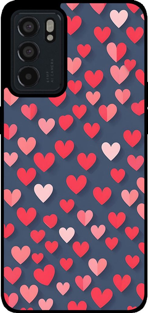 Smartphonica Telefon Fall fit für Oppo Reno 6 5G mit rosa und roten Herzen Impressum - TPU Backcover Fall mit rosa und roten Herzen Design