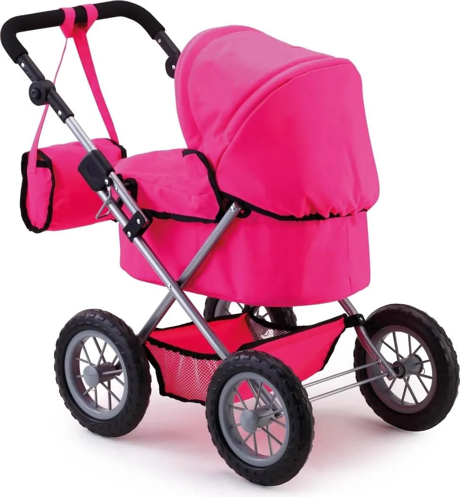 Poussette de poupée pliable rose Trendy avec guidon réglable Bayer - 6